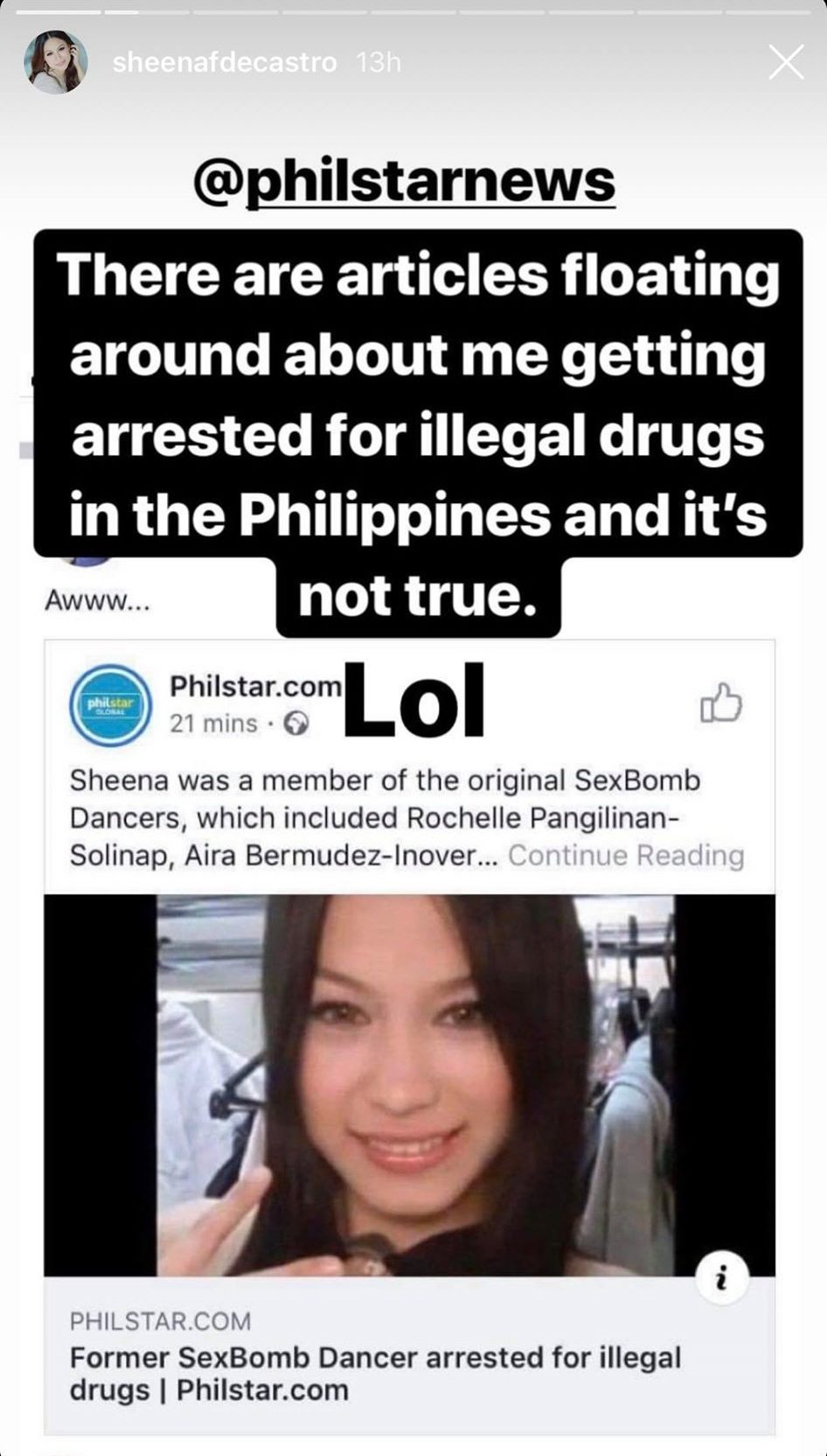 Screenshot: @sheenafdecastro/IG.