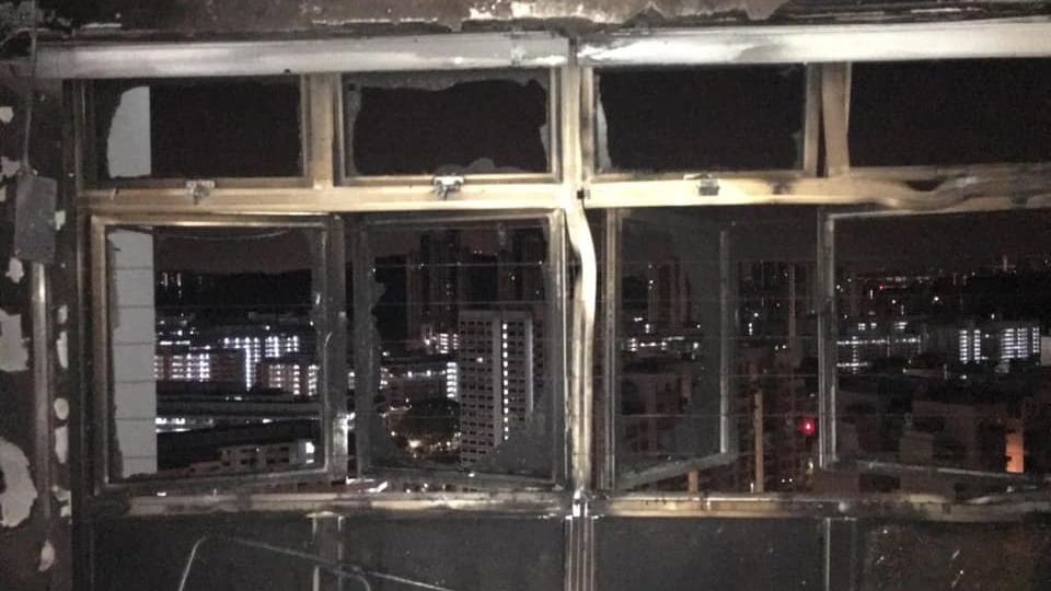 Aftermath of a fire at a flat in Bukit Batok on Jul 18, 2019. (Photo: Facebook/Murali Pillai)