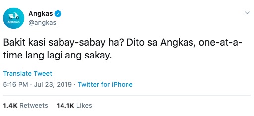 Photo: Angkas Twitter