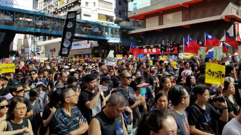 People participate in an anti-extradition bill march organized by the Civil Human Rights Front on July 1. Photo by Vicky Wong.