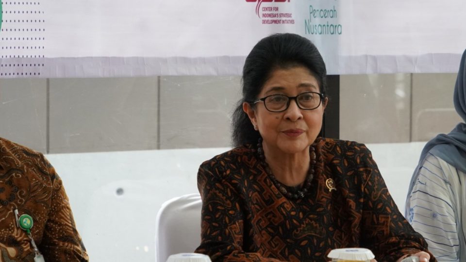 Indonesia’s Health Minister Nila Moeloek during an event in Jakarta on Wednesday, July 17.  (Photo: Indonesian Ministry of Health / Twitter)