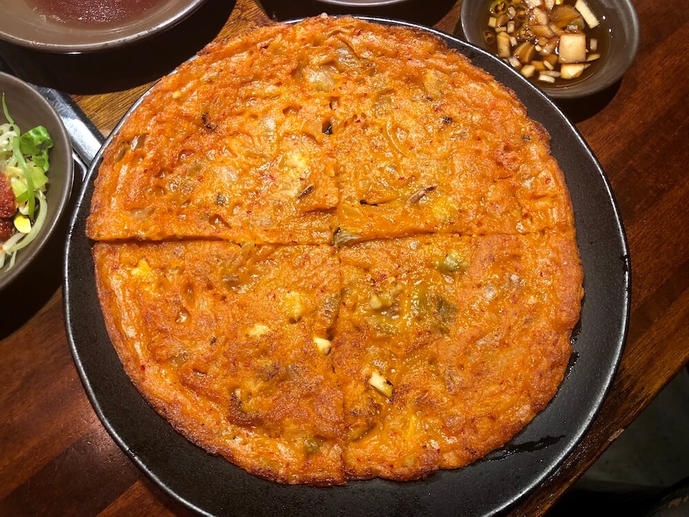 kimchi seafood pancake.