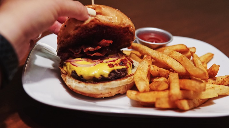 Burger and fries at Pontiac Stardust. Photo: Coconuts Bali