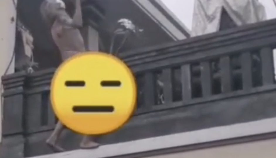 The tourist, who has been identified by his initial J by local media, appears to have lowered his pants as he moves his hands around in the video. Screenshot: denpasarnow / Instagram