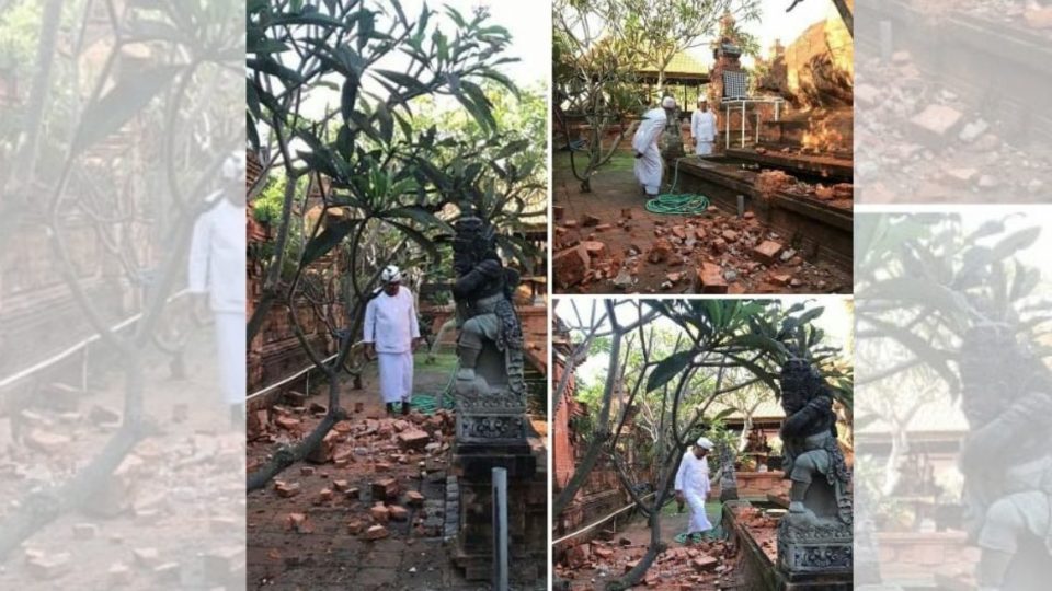 Pura Loka Natha in Denpasar after the 6.0-magnitude earthquake in Bali. (Photo: BNPB / Twitter)