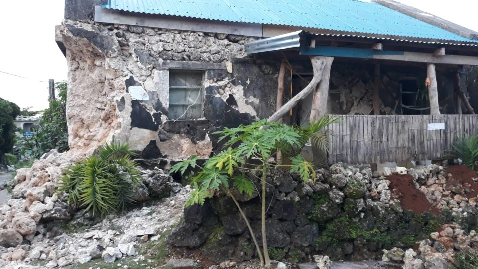 Damaged house following twin quakes in the Philippines’ Batanes province. Photo: Steve Labrador, Executive Secretary of Gov. Marilou H. Cayco via Philippine Red Cross