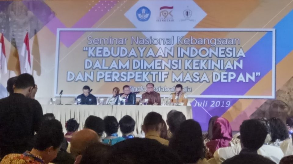 House Speaker Bambang Soesatyo speaking at a seminar titled “Indonesian Culture in the Dimensions of the Present and Future Perspective” at the JS Luwansa Hotel in Jakarta on July 3, 2019. Photo: @suryaden / Twitter