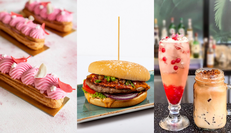 Bandung eclair, beef rendang burger, and bubble tea cocktails. Photos: Patisserie G, Hans Im Gluck, & Bar Canary