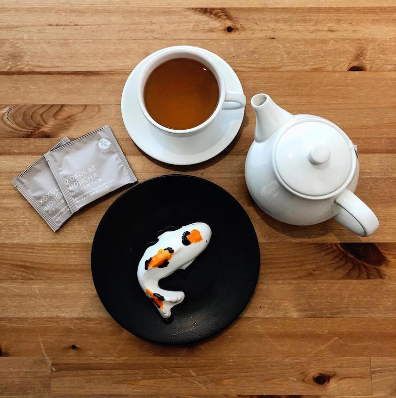 The cafe's latest Ochiba Koi dessert, made of Okinawa black sugar mousse, mango apricot compote, ginger jam, white chocolate crunch, and almond sponge. Photo: Non Entrée Desserts/Facebook