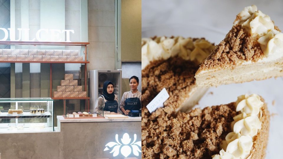 Dulcet Patisserie, one of Jakarta’s most renowned cake makers, has finally opened their first physical store today. Right: Dulcet Pattiserie’s Milk Crumble Cake. Photo: Instagram/@dulcetpattiserie