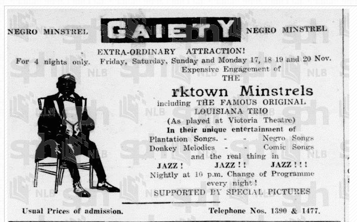A 1922 ad for a minstrel show.