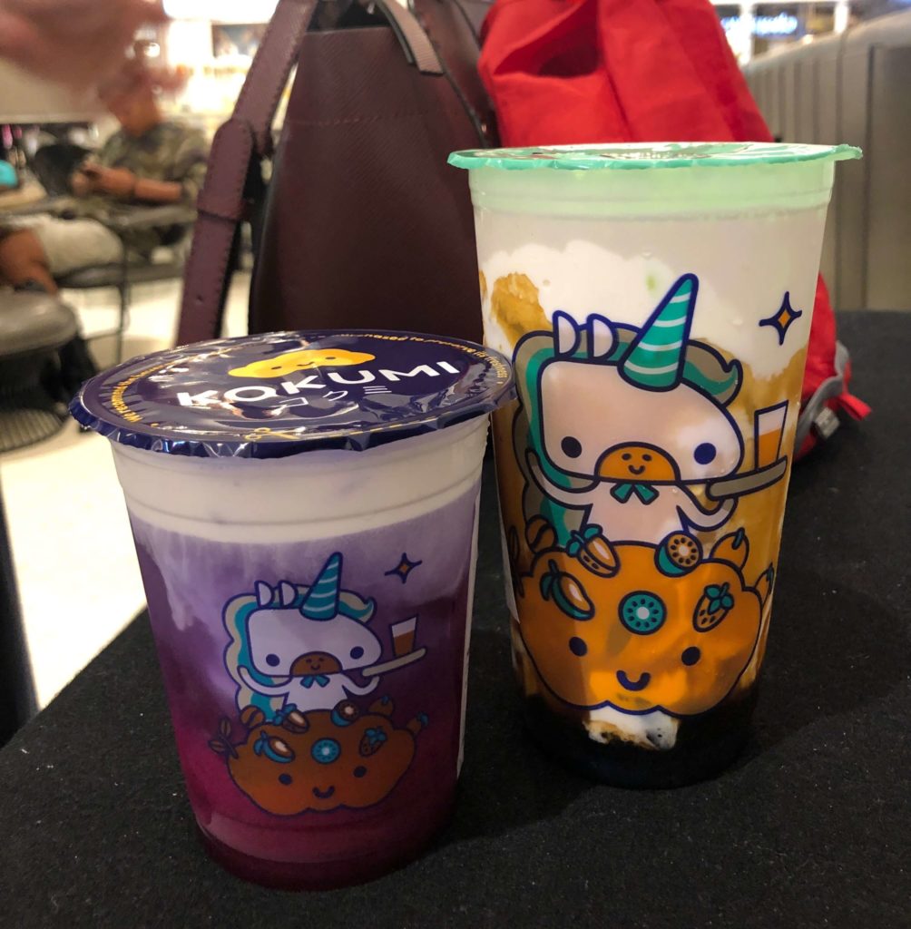 Kokumi's Unicorn Drink and Okinawa Brown Sugar Big Boba. Photo: Nadia Vetta Hamid/Coconuts Media