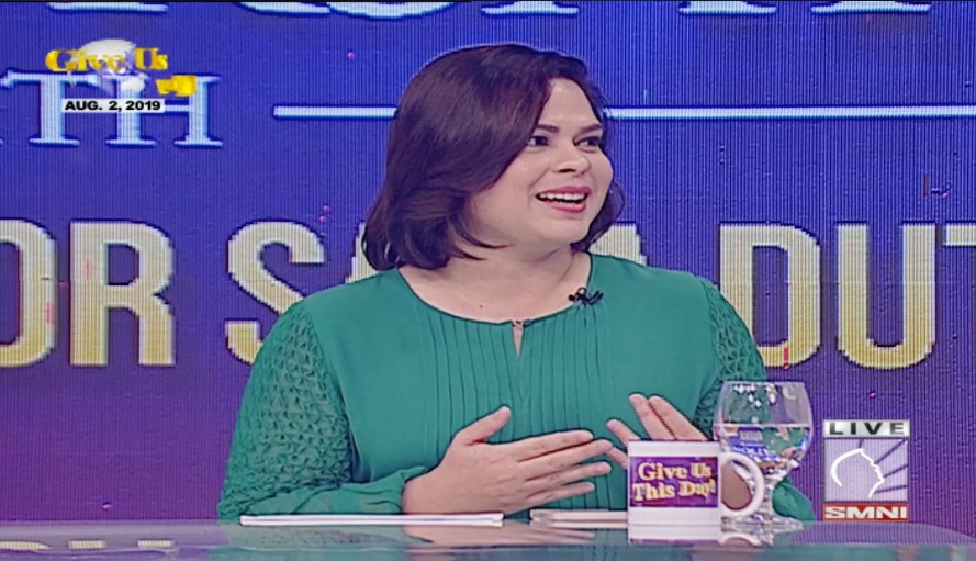 Sara Duterte during her interview with Apollo Quiboloy today. <i>Photo: Screenshot from Quiboloy’s Facebook page </i>