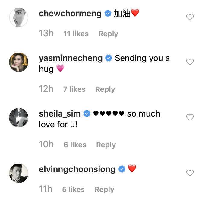 Screenshot of comments on Dennis Chew's Instagram account. 