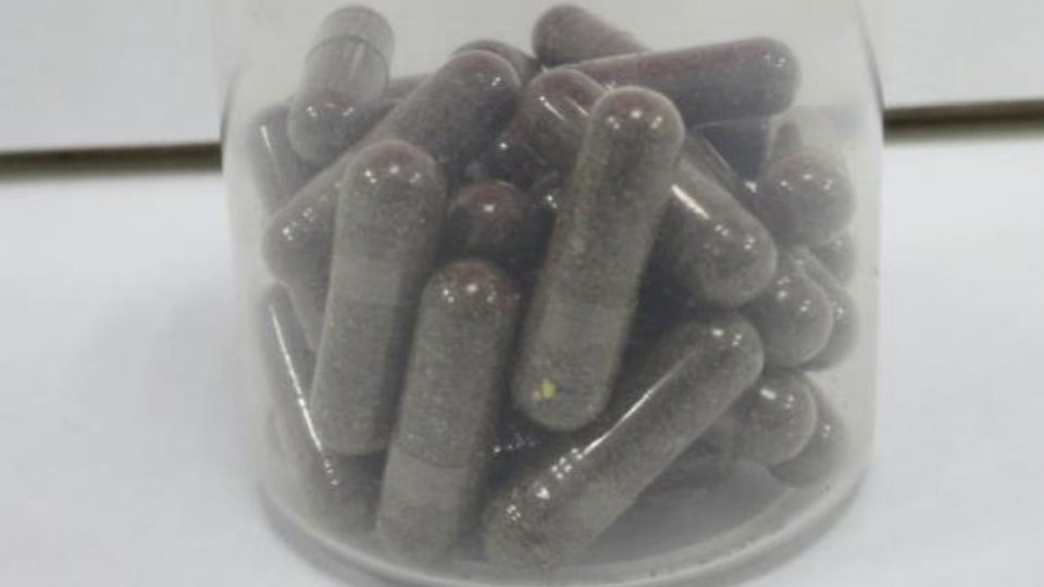 Unlabelled capsules containing brown powder tested positive for steroids. (Photo: HSA)