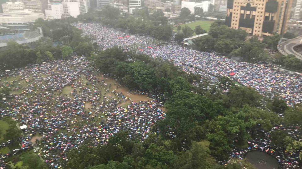 Protesters thronged Victoria Park, illustrating the ongoing support for Hong Kong’s protest movement, despite recent setbacks. Photo by Chad Williams.