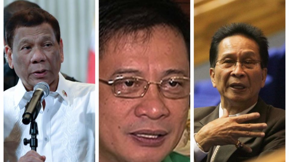 <I>President Rodrigo Duterte, Former Mayor Vicente Loot, Speaker Salvador Panelo. Photo: ABS-CBN</I>