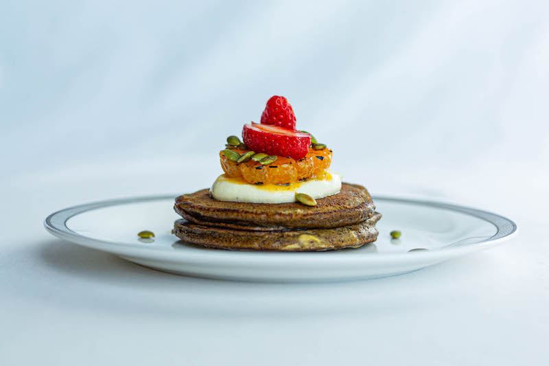 Spiced buckwheat and pumpkin pancakes. Photo: COMO Shambhala/Singapore Airlines