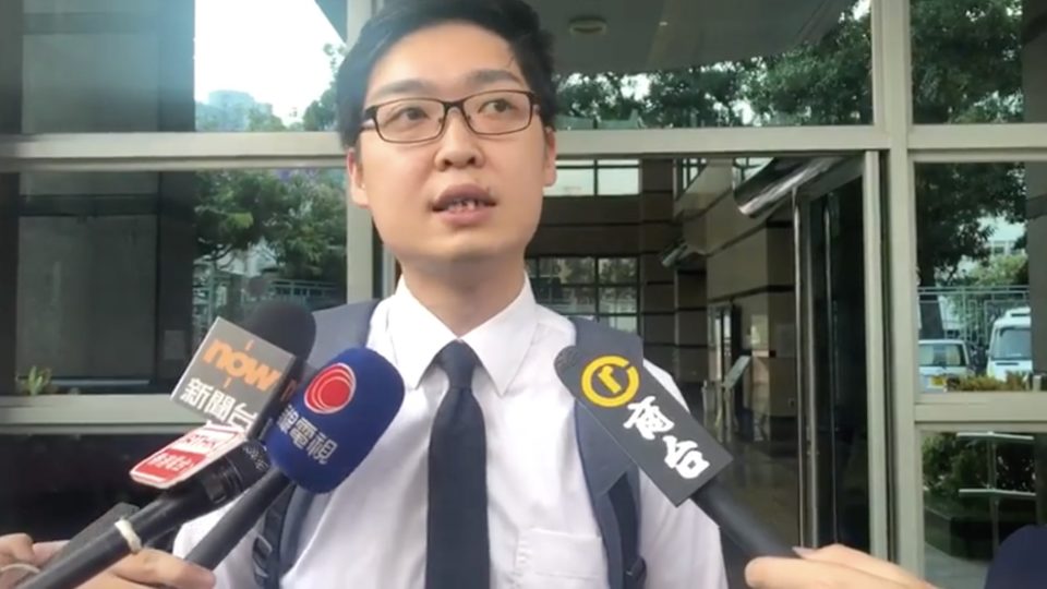 Andy Chan speaking to reporters outside Fanling magistrates’ Court. Screengrab via Facebook video/Stand News.