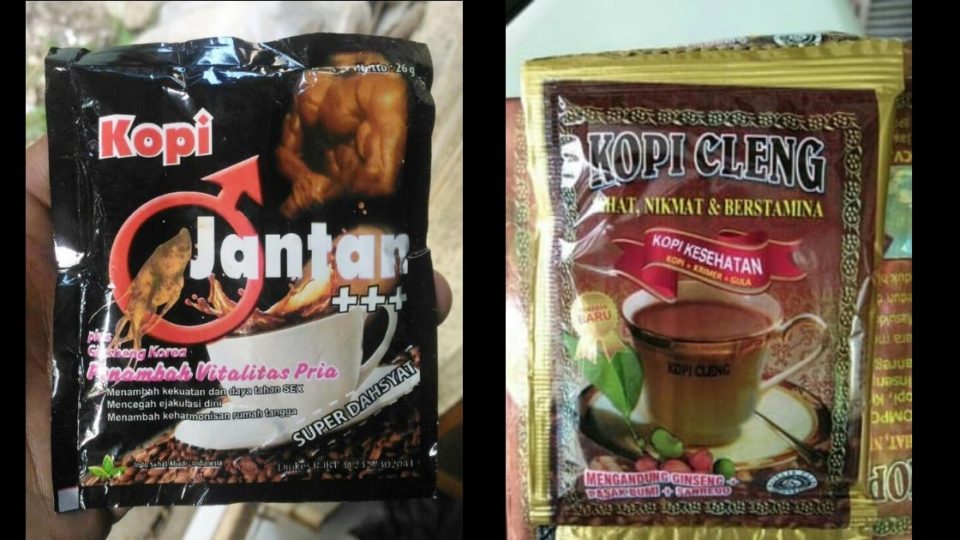 Two of Indonesia’s “stamina-enhancing” coffees brands. 