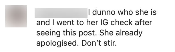 Instagram comments defending Sheena Phua's post. 