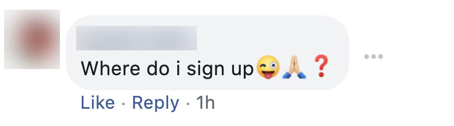 A Facebook comment on Swee Heng's job ad. 