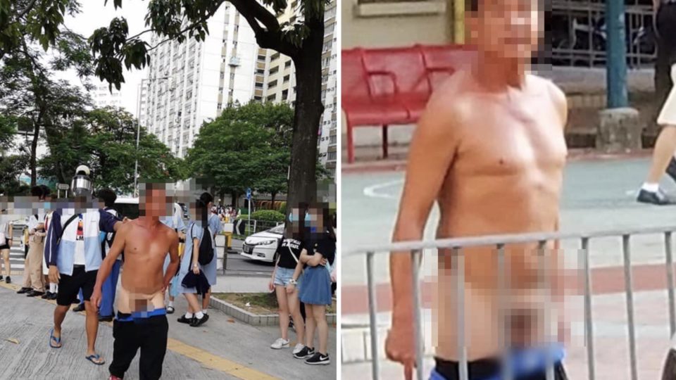 Police have arrested a man suspected of flashing high school students in Tai Po on Tuesday morning. Screenshots via Facebook.