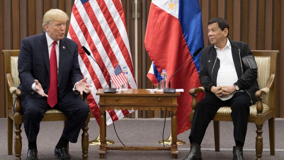 US President Donald Trump and Philippine President Rodrigo Duterte during their bilateral meeting in Manila on November 2017. <i>Photo: Jim Watson/AFP</i> 