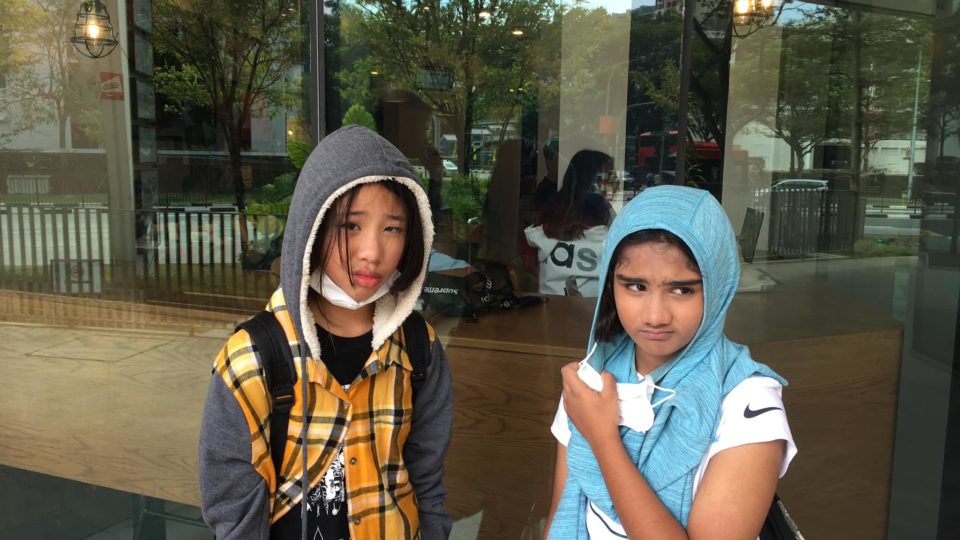 Two missing girls as spotted at about 3pm at the Seletar Mall. Photo: Richard Kwok / Facebook