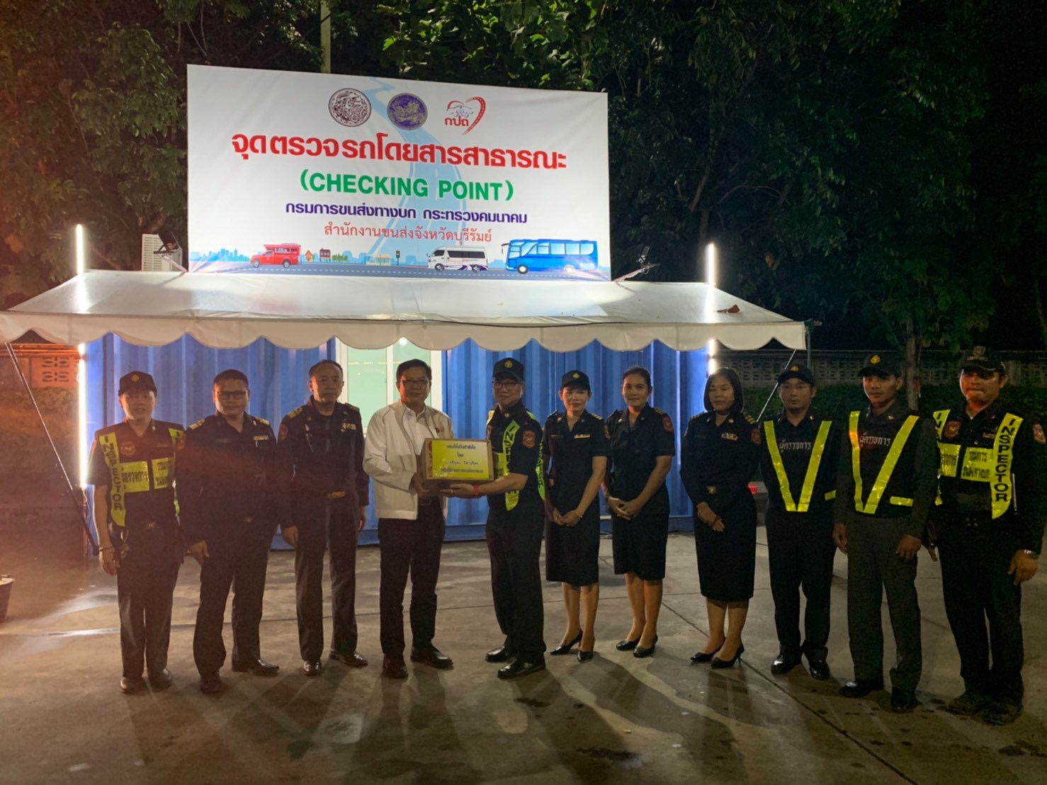 An emissions checkpoint set up in Buriram province. Photo: Land Transport Department