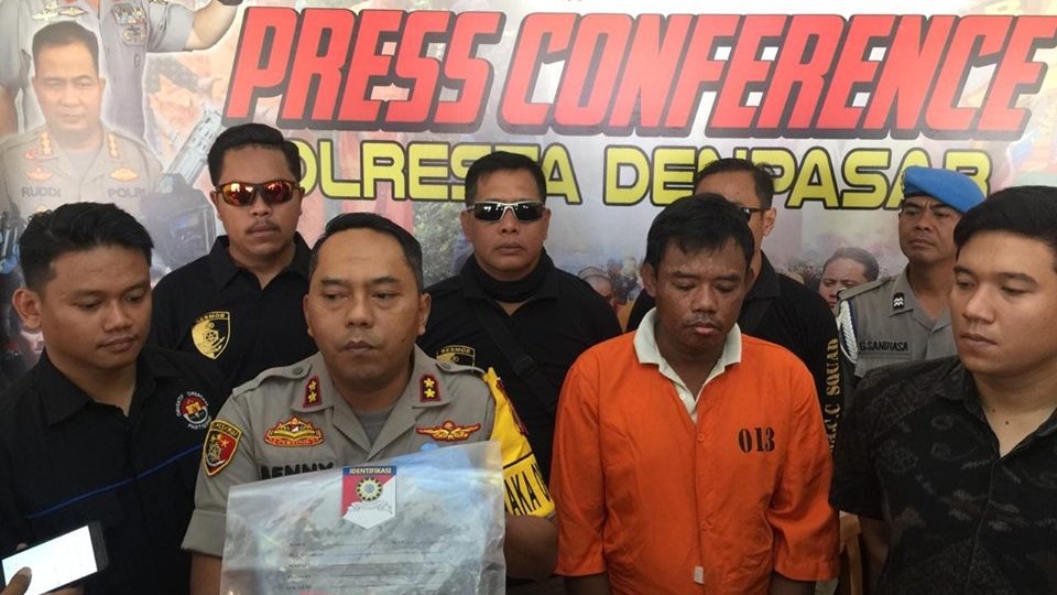 Under Indonesia’s criminal code, Rudianto could face a maximum of 15 years’ imprisonment. Photo: Polresta Denpasar