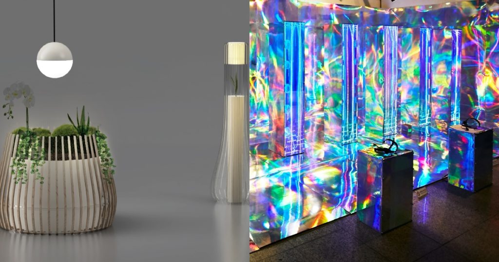 Artworks from L-R: 'The Commons: Biodiversity' by Digital Nativ and 'AI, Brainwave & Hyper Protocol City' by Cho Eun Woo. Photos: Five Passages to the Future