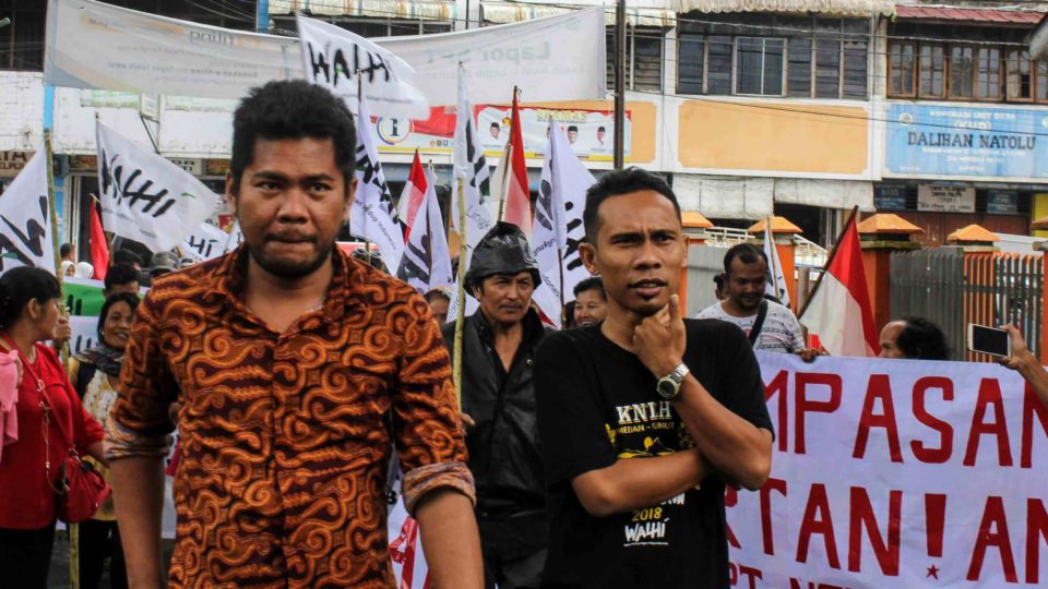 Golfrid on the left, photo via Walhi Sumut