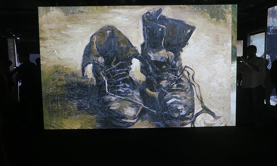 From the Van Gogh: Alive Experience, his 1886 painting of “A Pair of Shoes” said to mirror the artist’s psychological state. <I>Photo: Coconuts Manila</I>