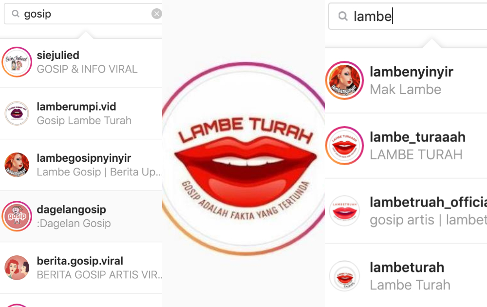 With popular gossip account Lambe Turah disappearing from Instagram, netizens are left with clones of the OG. Screenshot from Instagram