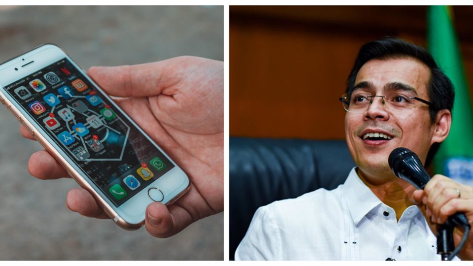 <I>(L) Photo of an iPhone for illustrative purposes. Photo: Unsplash, (R) Undated file photo of Manila Mayor Isko Moreno. Photo: ABSCBN News</I>