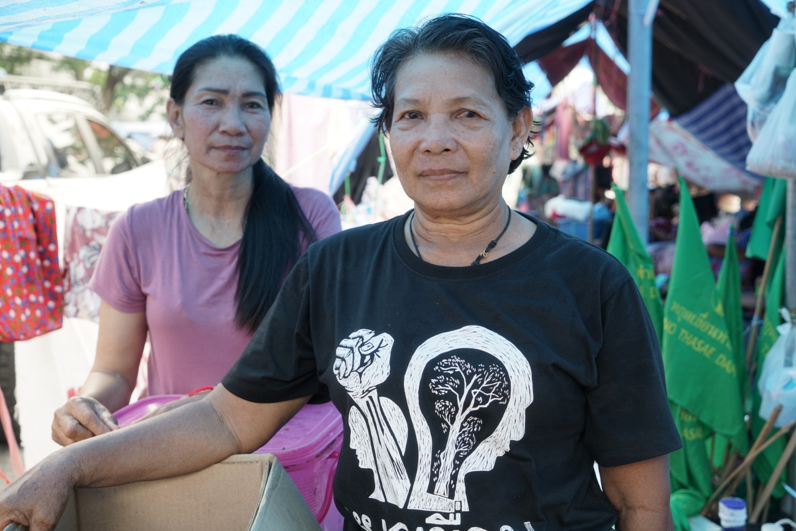 Chaluay Janchuang from the southern province of Chumphon said she’s in Bangkok to protest against construction of a reservoir in the Tha Sae district. Photo: Coconuts