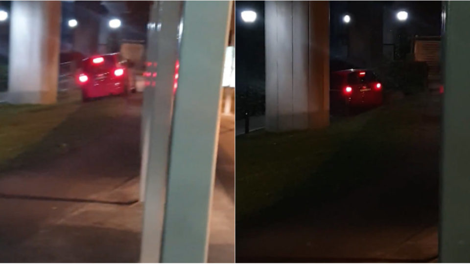 Car spotted driving on sidewalk in Yishun. Images: Sardi Stoned/Facebook