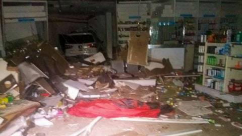 A car driven into a drug store in South Jakarta on October 27, 2019. Photo: TMC Polda Metro Jaya