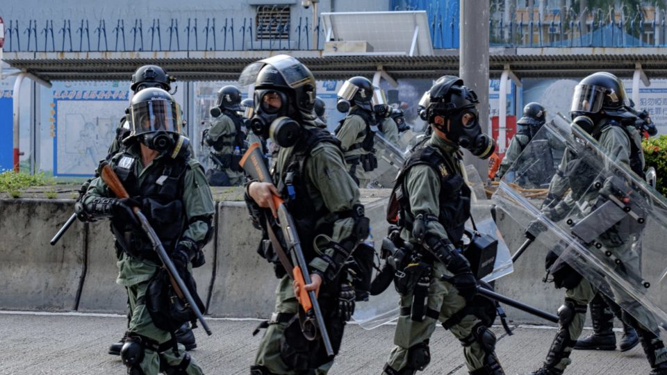 Riot police in Sham Shui Po, October 1, 2019. Photo via Coconuts Media.