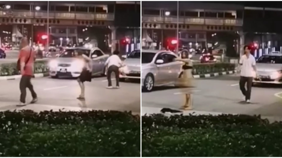 Woman strips at Middle Road. Photos: ROADS.sg/Facebook