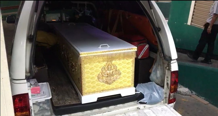 Sira Somdech’s body being transported to a temple for funeral ceremonies. Photo: Police News