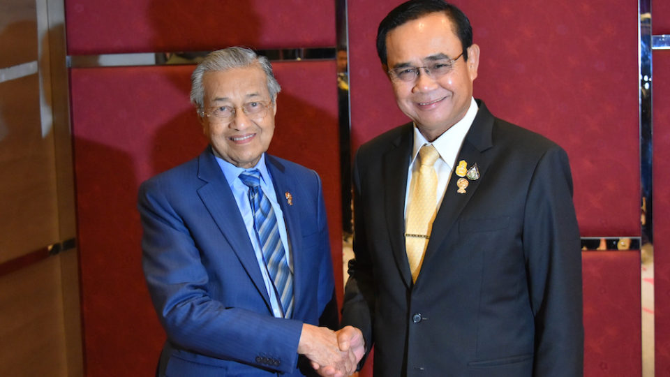 H.E. General Prayut Chan-o-cha, Prime Minister of the Kingdom of Thailand, had a bilateral meeting with H.E. Tun Dr. Mahathir Bin Mohamad, Prime Minister of Malaysia, during the 35th ASEAN Summit and Related Summits. Photo: asean2019.go.th