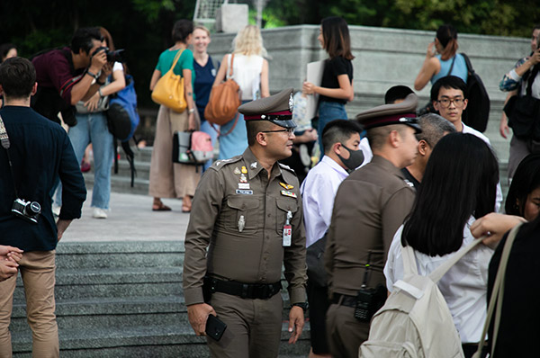 Police arrive to disperse the protest just before 6pm on Friday.