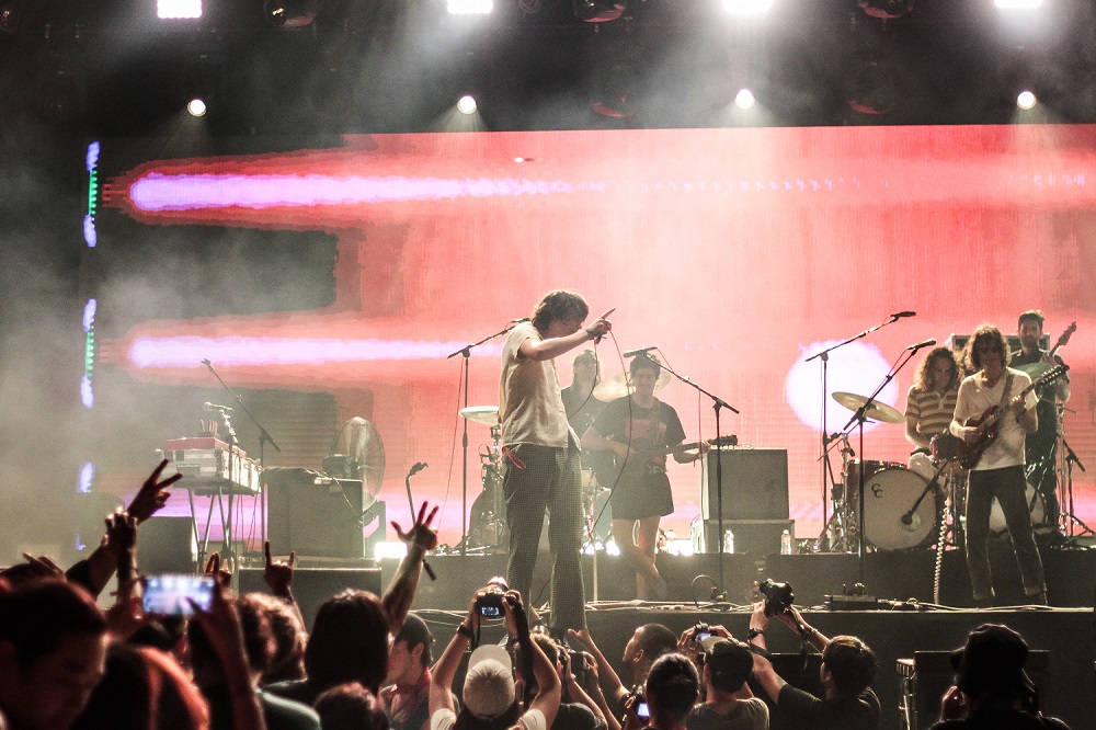 Ambrose Kenny-Smith and friends of Aussie psychedelic rock band King Gizzard & the Lizard Wizard perform Saturday at the Maho Rasop Music Festival in Bangkok.