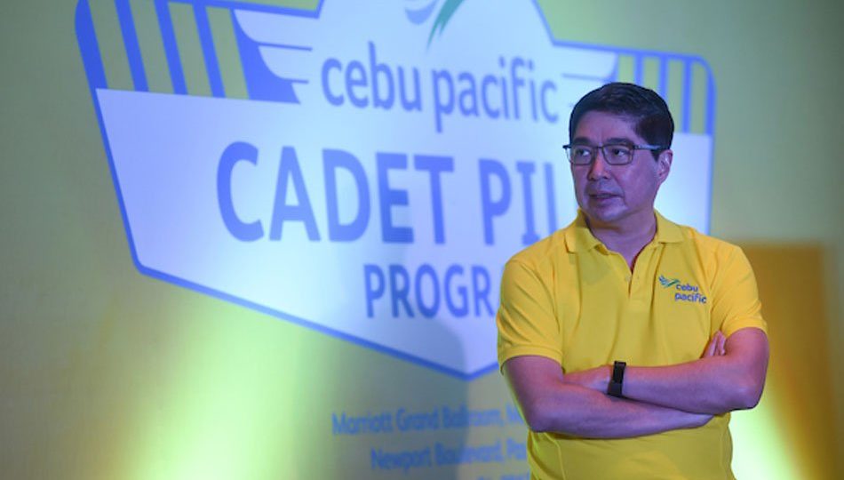 Cebu Pacific president Lance Gokongwei during the launch of the airline’s cadet pilot training program in 2017. <i>Photo: George Calvelo/ABS-CBN News</i>