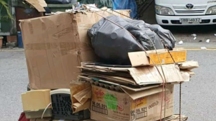 A trolley of cardboard boxes, among other things. Photo: Happy People Helping People/Facebook