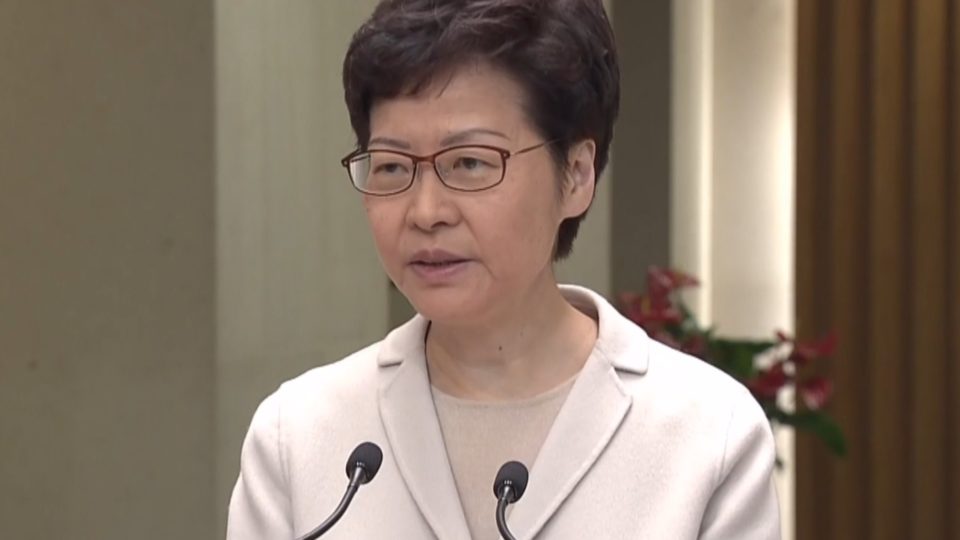 Chief Executive Carrie Lam speaks to the press on Nov. 26, 2019.