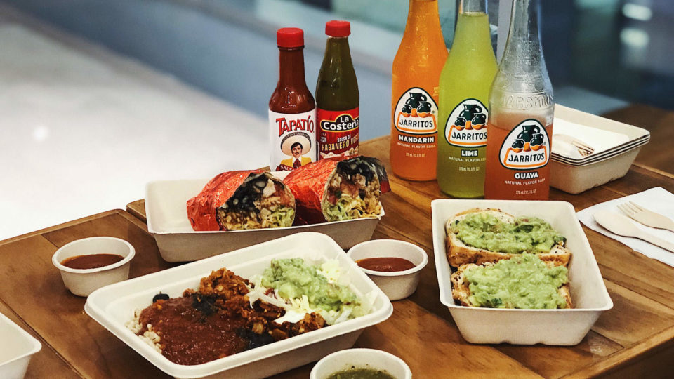 Burritos, naked burritos, and beverages at Mad Mex. Photo: Coconuts Singapore