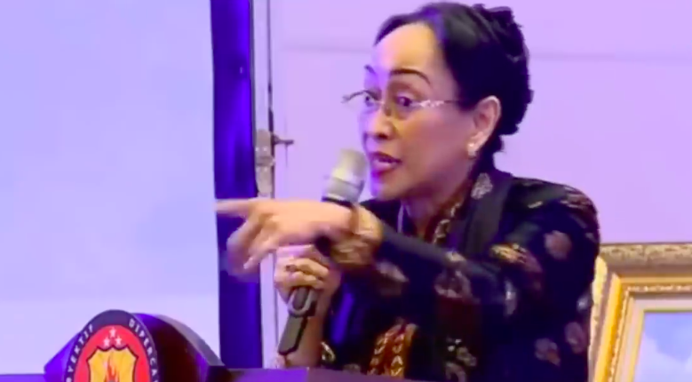 Video screengrab showing Sukmawati Soekarnoputri delivering a speech on nationalism in Jakarta on Nov 14, 2019.